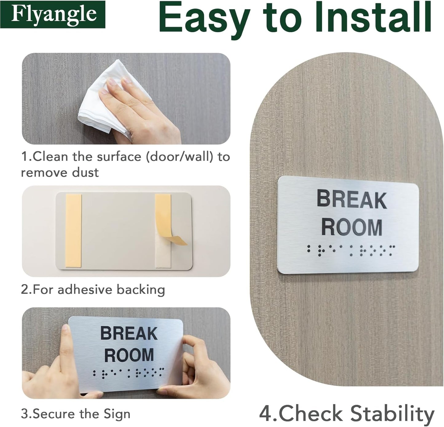 Wellness Room Signs for Business and Office Sign, ADA Signs with Raised Text & Grade 2 Braille, Easy Installation with Adhesive Pad – Brushed Aluminum/Silver