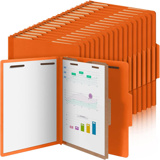 60 Pcs Classification Folders Letter Size, 1 Divider Pressboard File Folder with Fasteners, Expanding File Organizer Bulk for Teachers, Clergy, Office, Church, Christmas Donations (Orange)