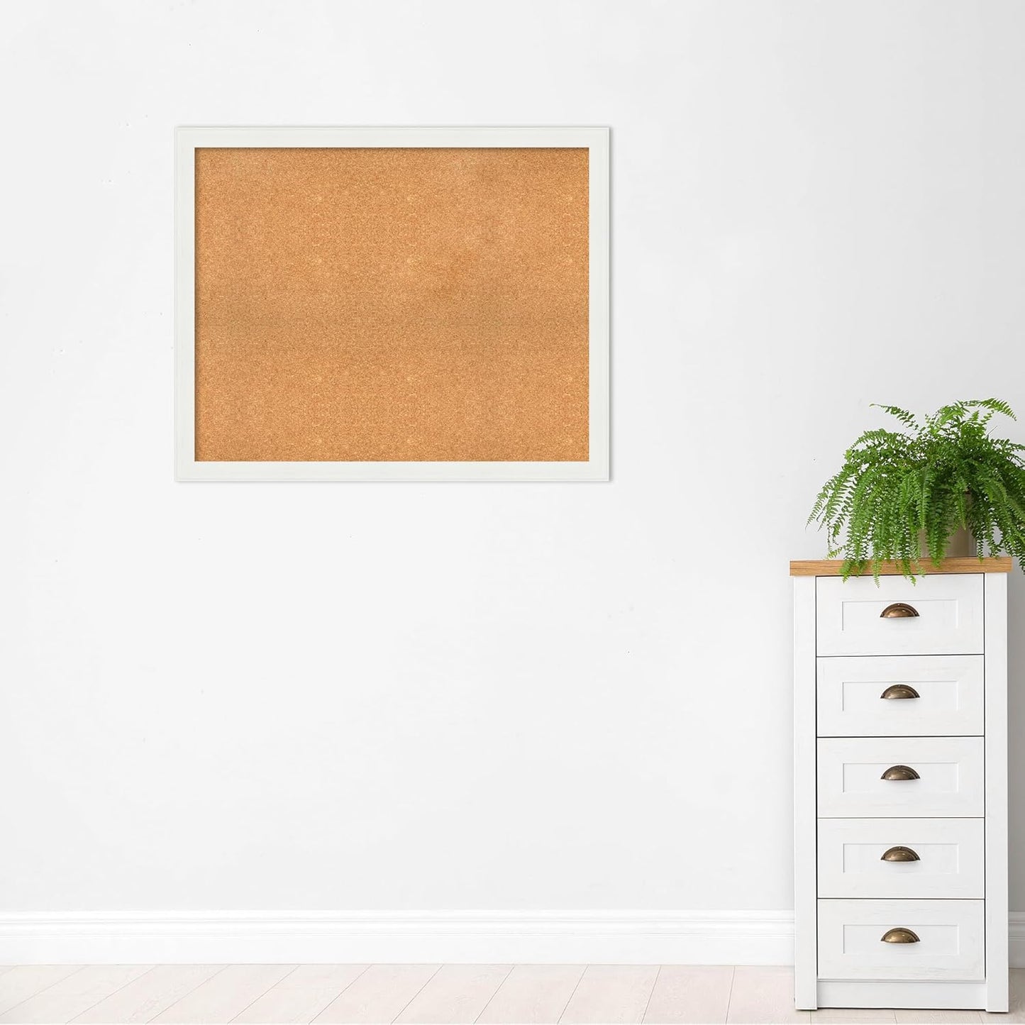Amanti Art Natural Cork Board for Wall, 35x43 Vision Board with White Frame, X-Large Corkboard Office Decor for Home Organization, Casual Corkboard Pinboard to Display Items for Home Organization in