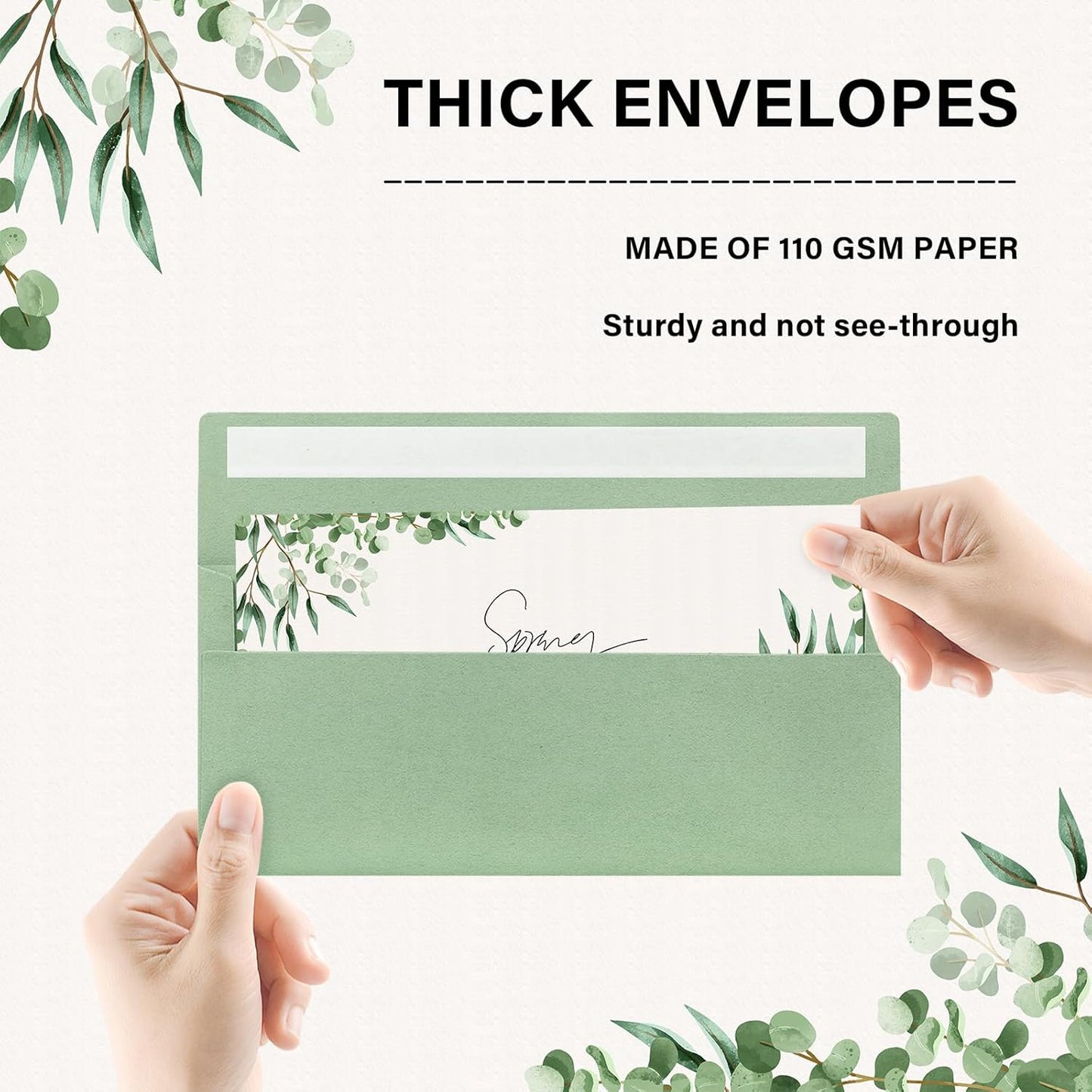 100 Pack #10 Business Envelopes, Self Seal Standard Sage Green Envelopes for Secure Business & Legal Mailing, Office, Checks, Letter, Invoices, 4 1/8 x 9 1/2 Inches