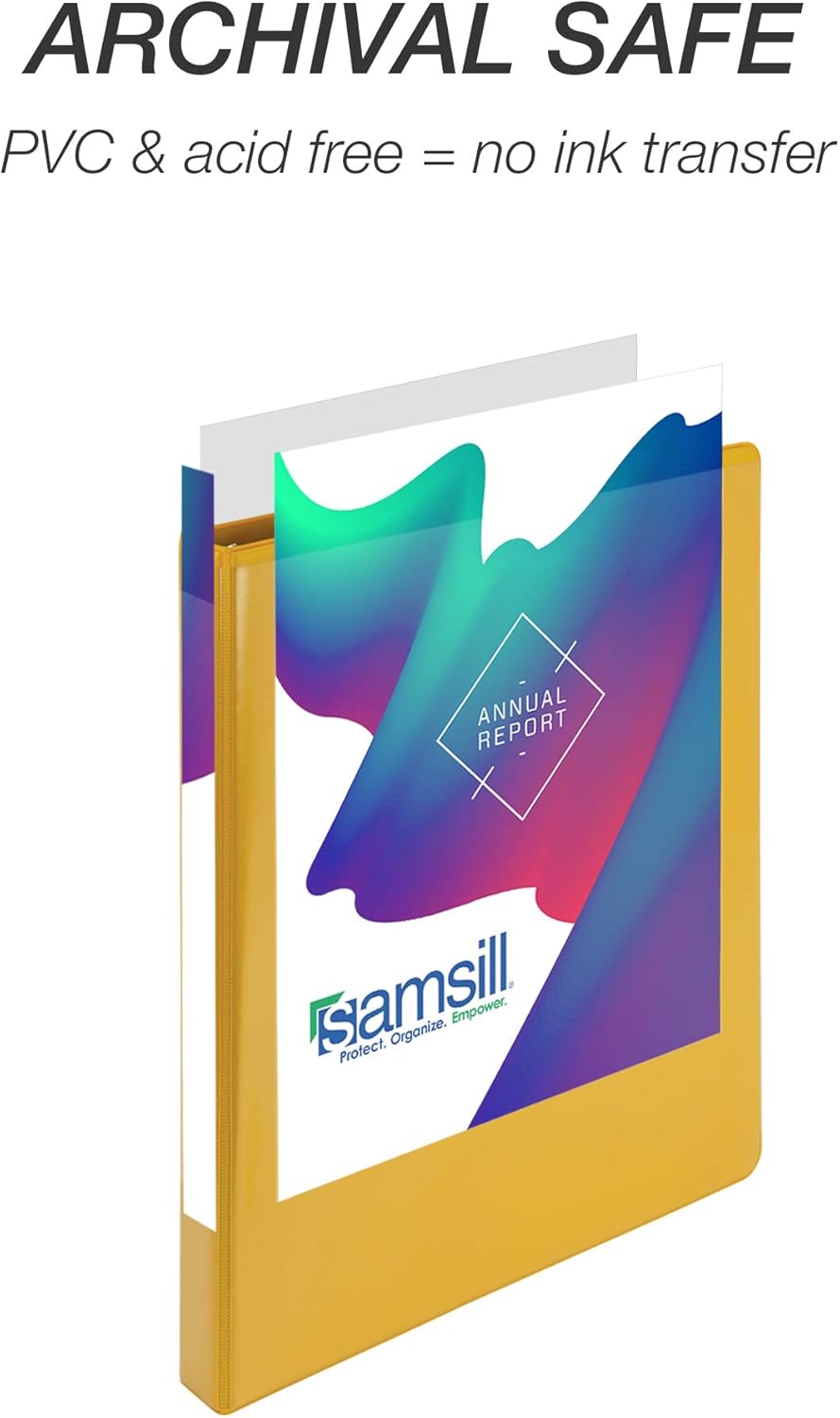 Samsill 0.5 Inch 3 Ring Binder, Made in USA, Economy Round Ring, Clear View Cover, 100 Sheet Capacity - for School, Home, Office - Lemon Yellow