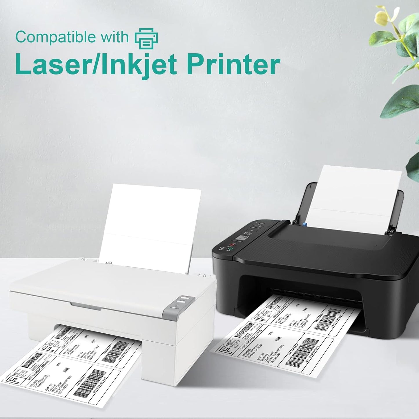MFLABEL 8.5 x 11 Inch Half Sheet Shipping Labels - 1000 Adhesive Sticker Papers for Laser & Inkjet Printer (500 Sheets, 48 Free Fragile Stickers) - Ultimate Pack for FBA, Packages & Mailings