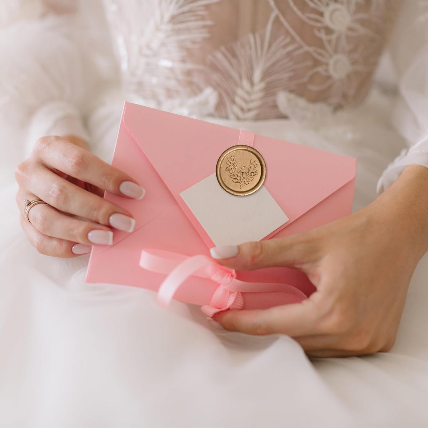 Handmade Wax Seal Stickers - Wedding Invitation Envelope Seal Stickers, 25 Pcs Self- Adhesive Stickers, Perfect for Invitation, Christmas, Gift Wrapping (Eucalyptus Style, Bronze Wax)