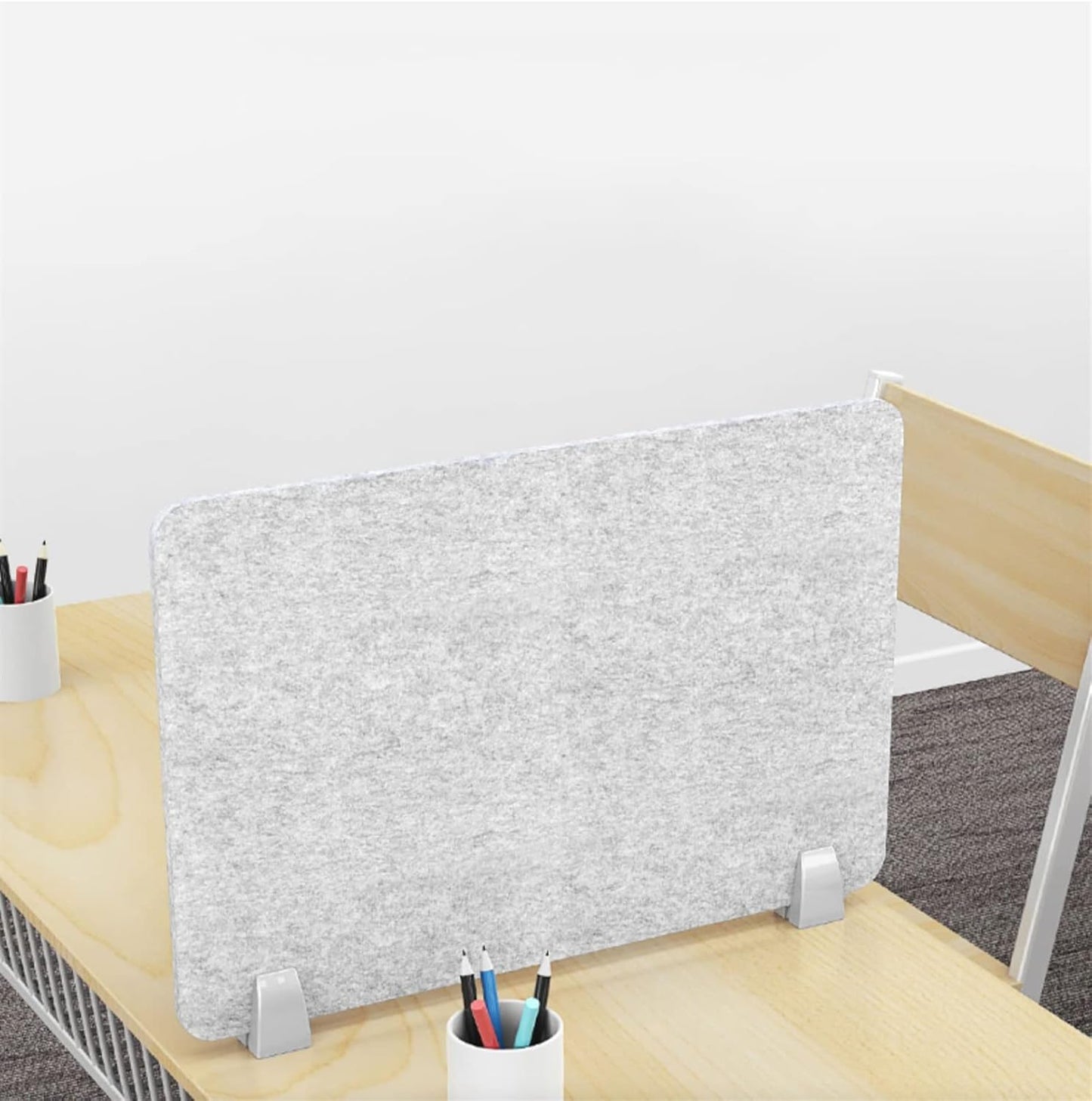 Icegrey Acoustic Desk Divider Privacy Panel Removable Sound Absorbing Desk Partition Board with 2 Clips for Student Call Centers Offices Braries Classrooms Library, Light Grey, 46.8x11.7