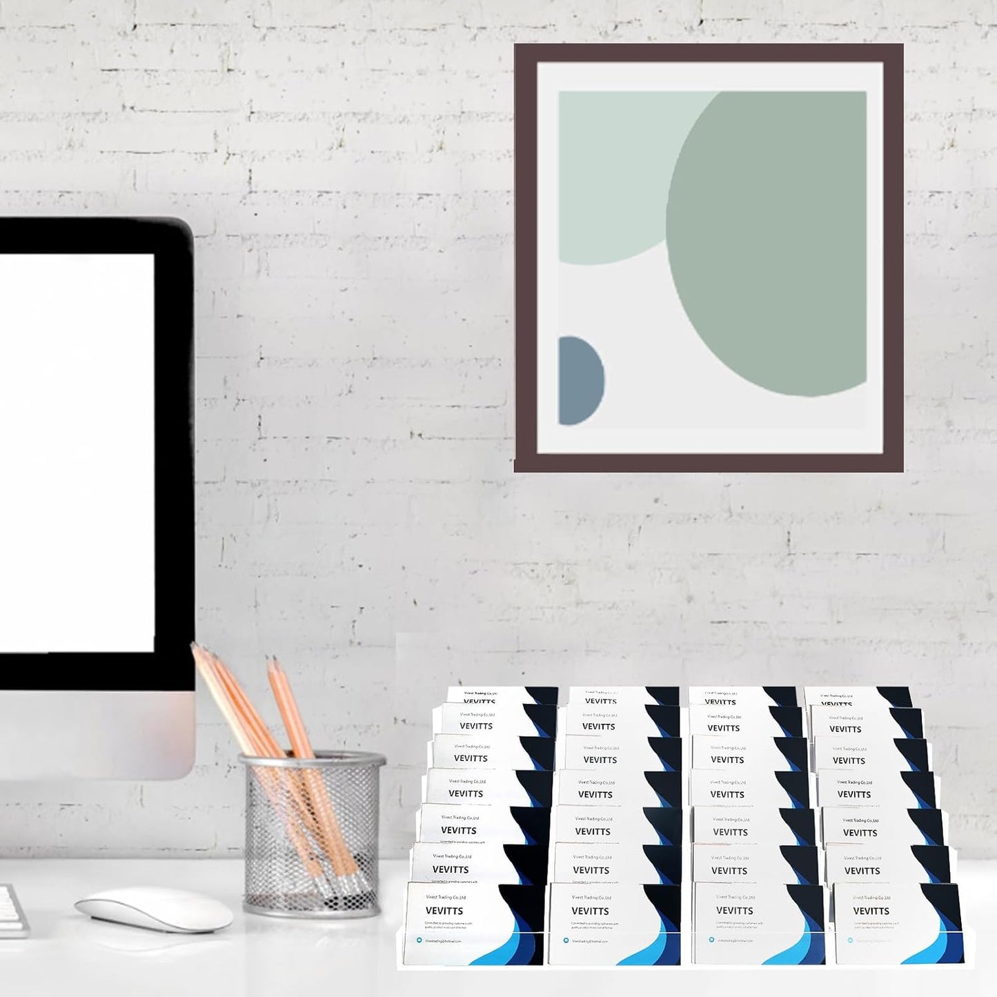 Acrylic Business Card Holder for Desk Multiple Business Card Holders 28 Slot 7 Tier Large Business Card Organizer Business Card Display Rack Clear Plastic Business Card Stand for Home Office