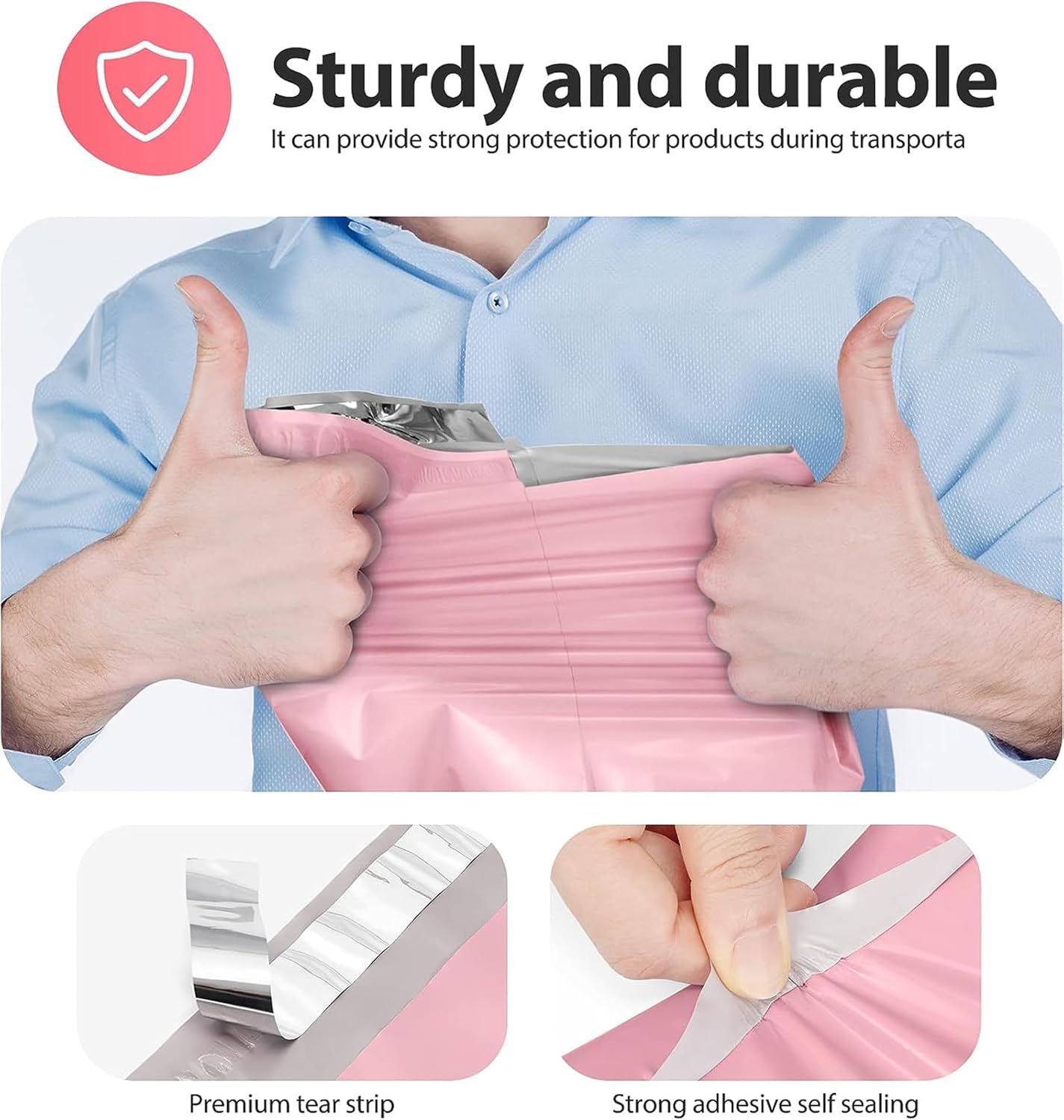Fuxury 400 Pcs Poly Mailers 14.5x19 Inch, Bulk Shipping Bags for Clothing, Strong Adhesive Shipping Envelopes for Small Business Suppliers,Waterproof Mailers Poly Bags Mailing Envelopes Light Pink