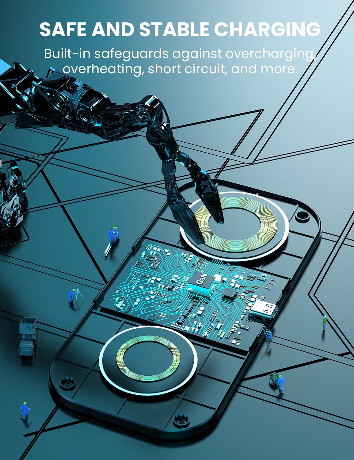 Wireless Charging Pad, 2 in 1 Wireless Charger for Samsung Galaxy S23/S22/S21/S20/S10/Note20/10, Galaxy Watch 5/4/3/, Active 2/1, Galaxy Buds 2/+/Pro/Live, Portable Flat Charging Pad for Travel