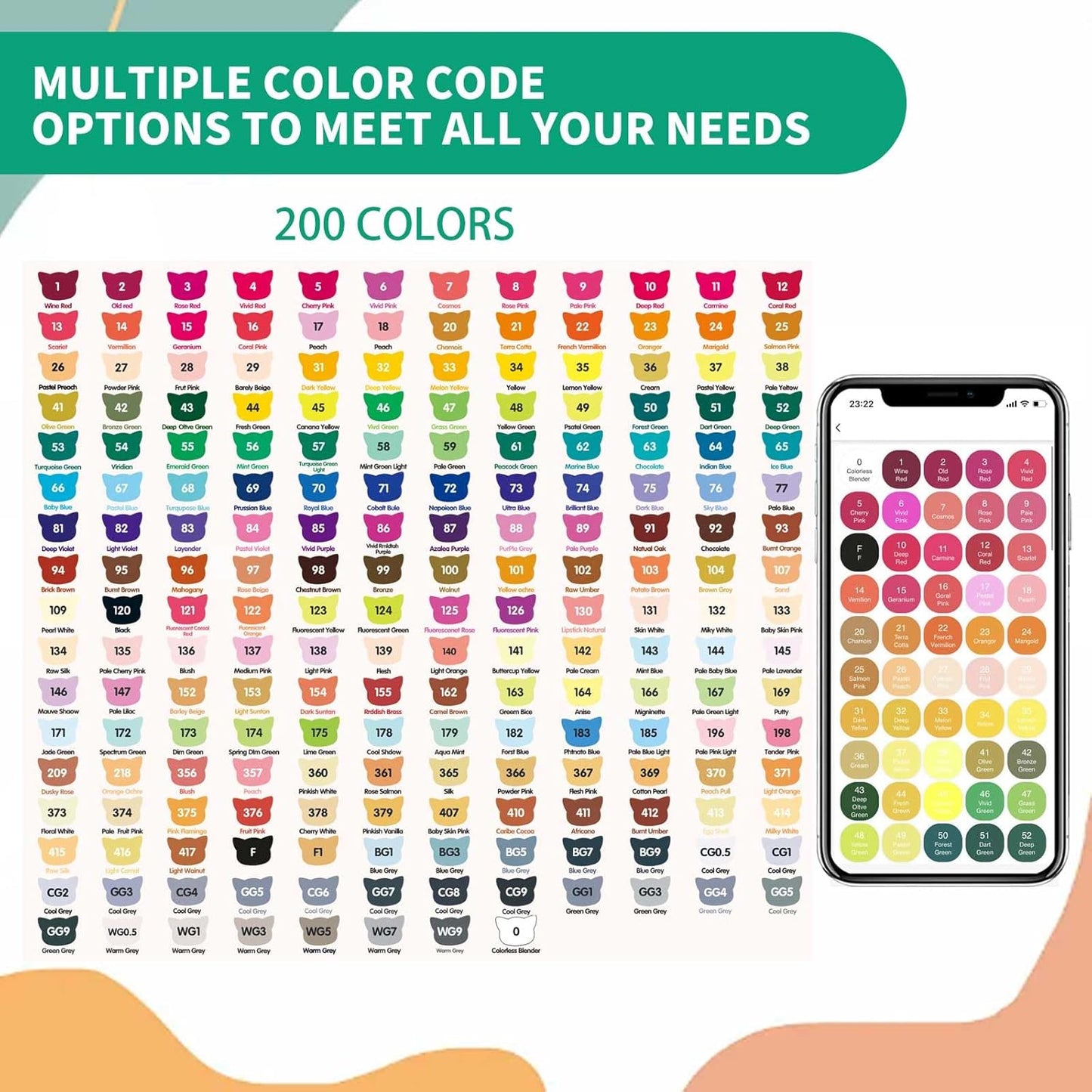 200 Colors Alcohol Markers with Free App, Dual Tip Art Marker with Kickstand Case for Artists Adults and Kids. Alcohol Based Markers for Coloring Painting Sketching and Drawing, Great Gift.