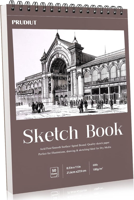 Sketch Book 8.5×11 inch, Spiral Bound Sketch Pad 50 Sheets (68lb/100gsm), Acid-Free Sketchbook for Drawing Painting Sketching, Art Paper Drawing Supplies for Teens Adults Artists Ideal Gifts