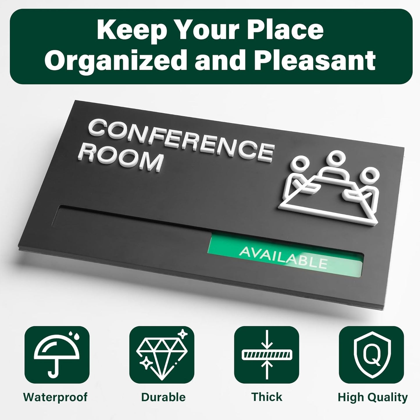 ""9x5 Privacy Slider Sign - In Use/Available for Mother's Rooms, Conferences, Wellness Areas | Office & Hospital Door Indicator"", Black