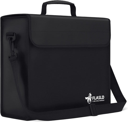 FLASLD Fireproof Document Bags, 15x12x5” Large Fireproof & Water Resistant Bag, Holder Home Office Portable Filing Storage for Valuables, Fireproof Folder FireSafe Box for Cash, Passport