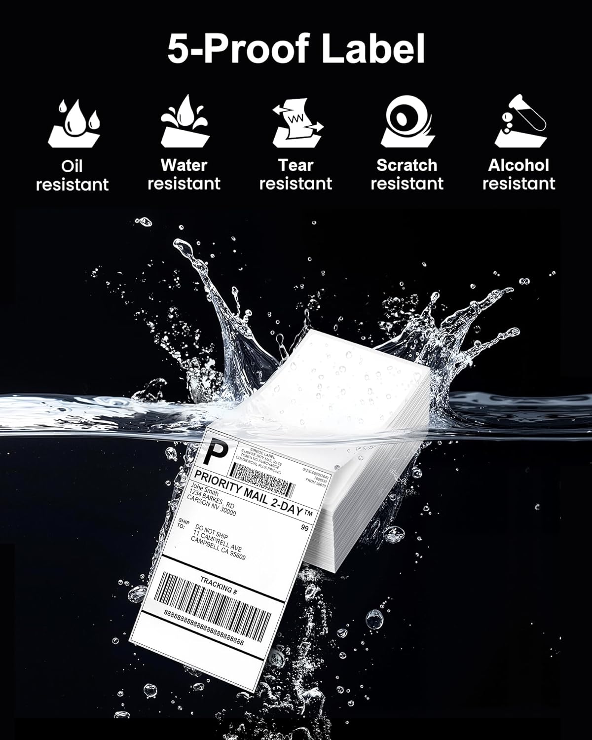 Phomemo 4x6 Thermal Label Printer Paper - 500 PCS Pink 4"x6" Fan-Fold Shipping Supplies Labels - Water/Oilproof Label Stickers - Permanent Adhesive Thermal 4x6 Labels for Small Business Supplies