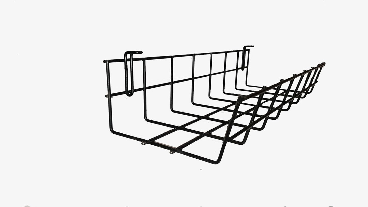 Under Desk Cable Organizer 14 Inch Wire Tray | Table Cord Management Basket | Desk Cable Raceway (2 Pack)