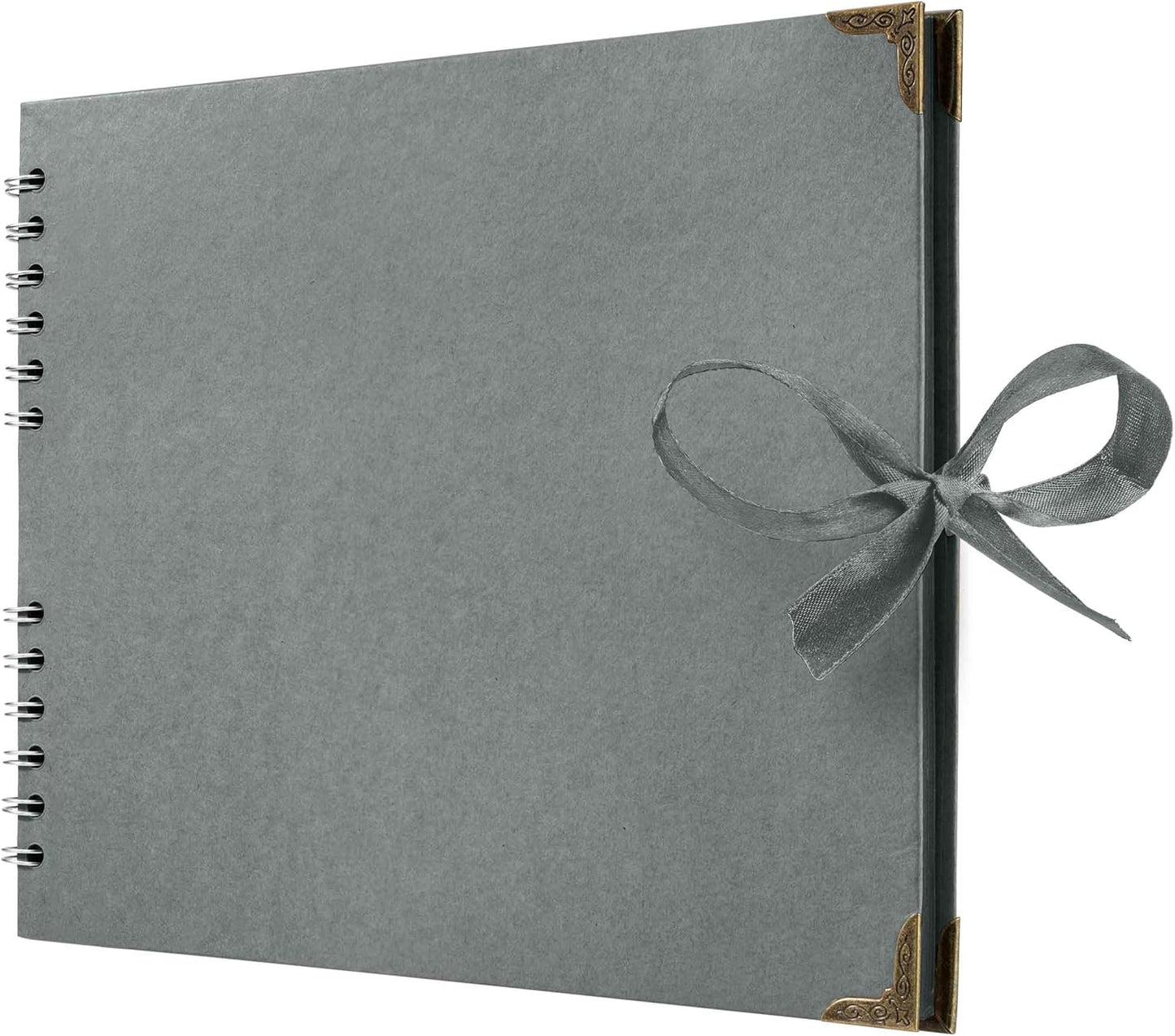 Bstorify Square Scrapbook Photo Albums 50 Pages (11 x 8.5 Inch) Grey Thick Paper, Hardcover, Ribbon Closure - Ideal for Your Scrapbooking Albums, Art & Craft Projects (Grey, 11 x 8.5 Inch)