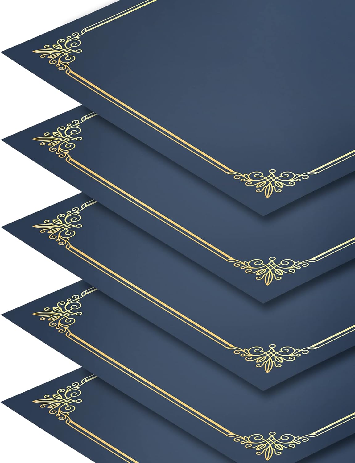GNL 50 Packs Blue Certificate Holders - Diploma Holders, Certificate Covers with Gold Foil Border, for Letter Size 8.5 x 11 Award Certificate Paper and Documents