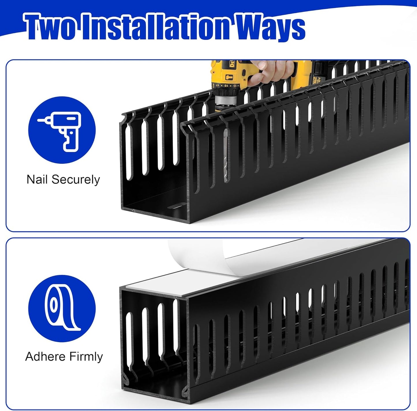 99in (6x L16.5in) Professional Server Rack Cable Management Raceway, H2.4in x W2in Large Capacity Cable Raceway Kit, Electrically Safe PVC, Open Slot Wire Raceway for Under Desk/Computer/Network Cords