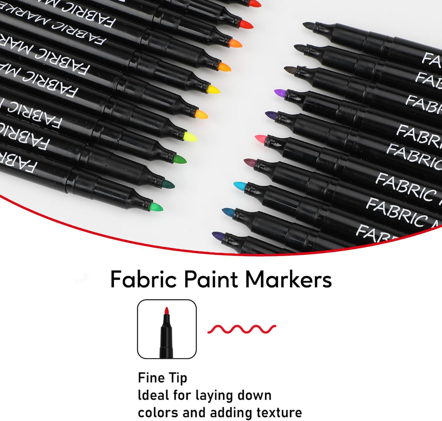 Fabric Markers Permanent for Clothes, 20 Colors Fine Tips Paint Pens for Clothing Canvas Tote Bags T-Shirt and Shoes, Non Toxic Ink for Kids and Adults