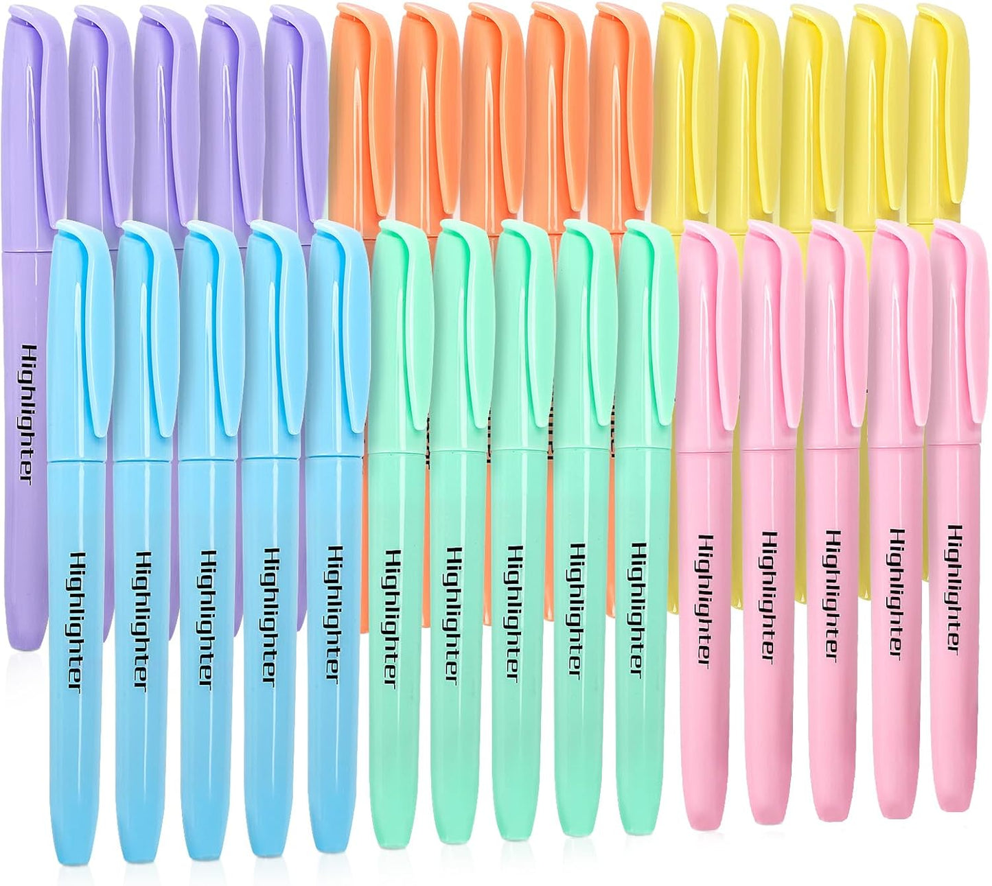 V-Opitos 30 Pack Highlighter in 6 Pastel Colors, No Bleed Highlighters, Bright Highlighters with Soft Chisel Tips, Ideal for Office and School Supplies