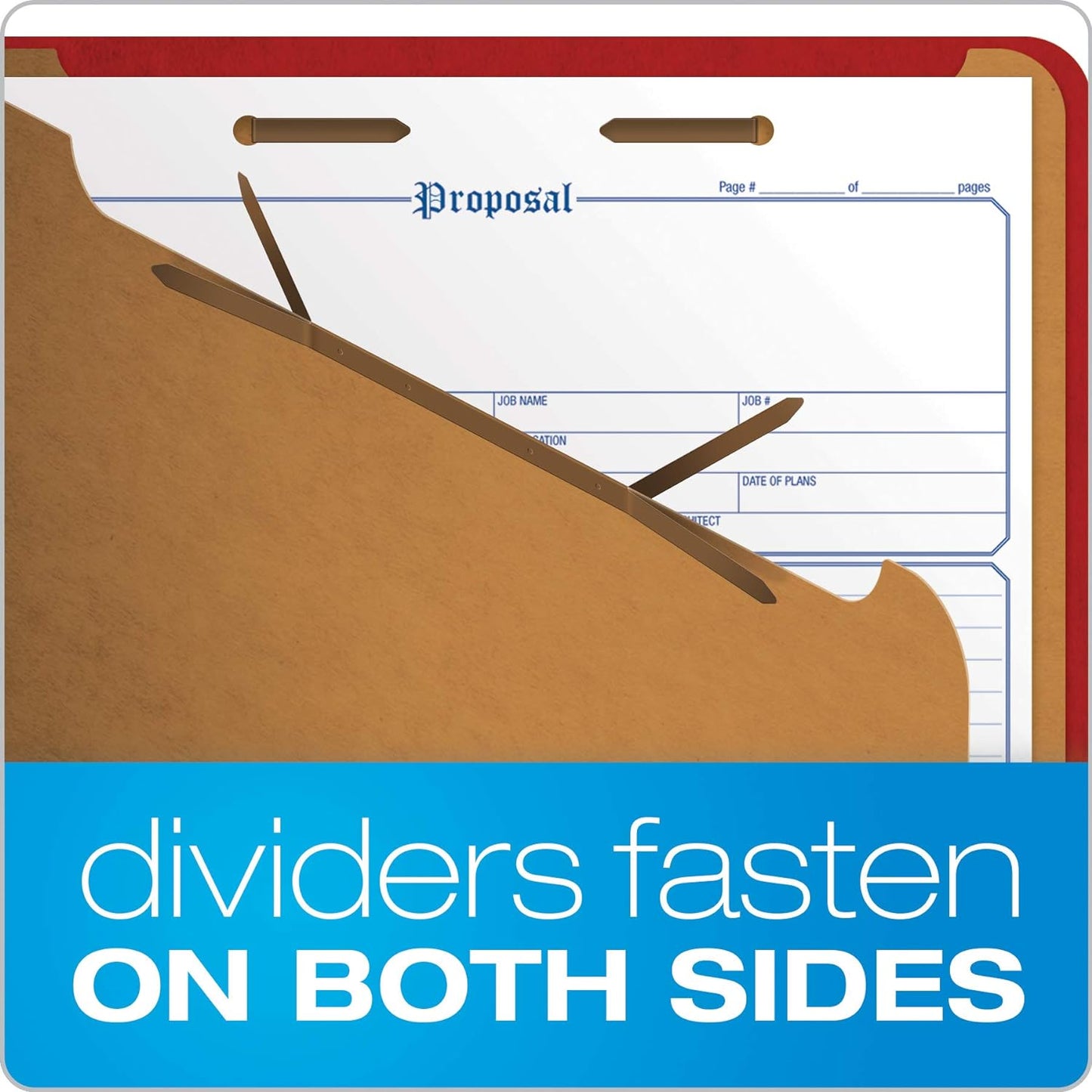 Pendaflex Classification Folders, Standard, 2 Dividers, Embedded Fasteners, 2/5 Cut Tab, Bright Red, Legal Size, 10/BX (29031P) (Pack of 5)