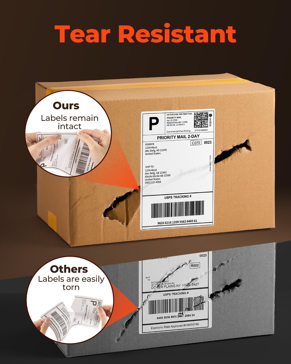 MUNBYN 4"x6" Direct Thermal Shipping Labels, Durable Waterproof, Oil-Proof, Scratch-Proof, Alcohol-Resistant, Tear-Resistant Label Paper for Thermal Printers, Packages, 380 Sheets/Fanfold