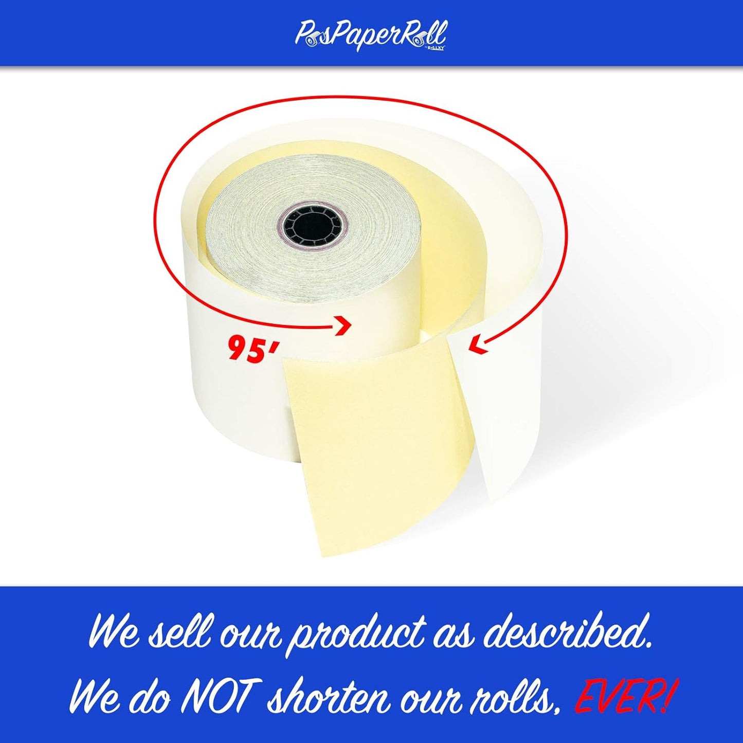 50 Rolls 3" x 95' 2-Ply Carbonless White/Canary Cash Register Paper for M119 Hypercom T77F (Impact Printer) NCR 7445-1000 Samsung SRP-100 Visit the PosPaperRoll Store