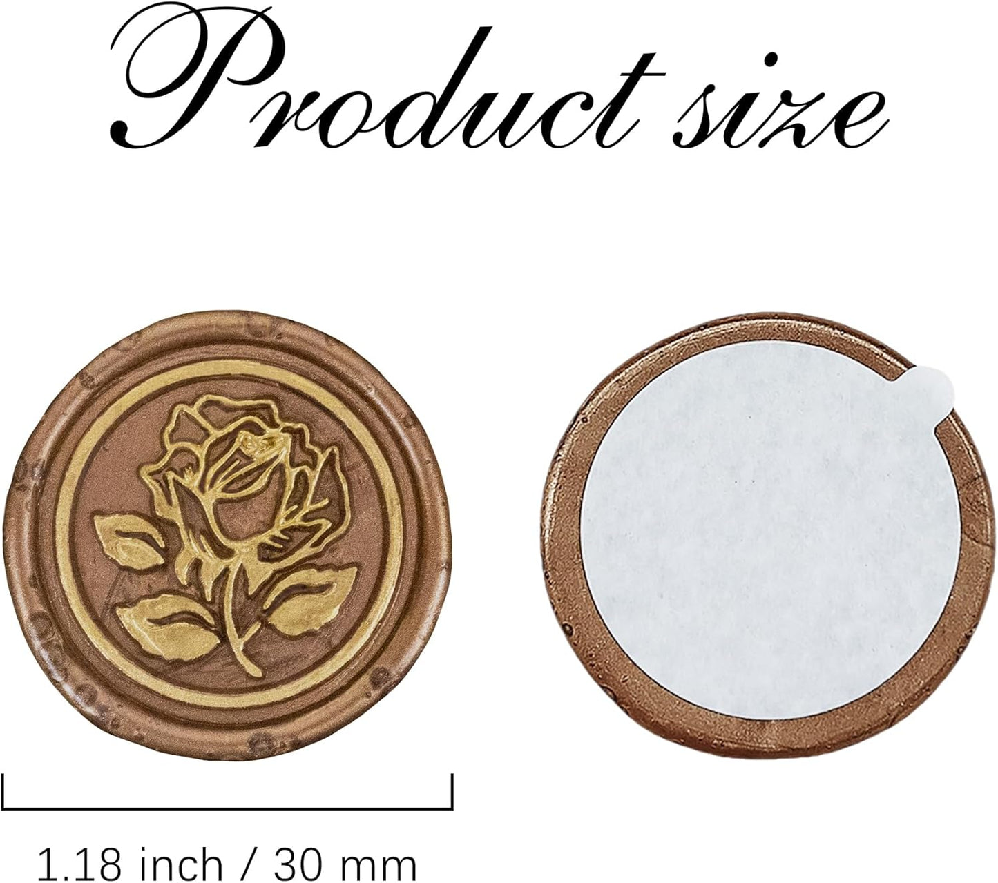 Flexible Wax, 100pcs Gold Rose Style Stickers, Bronze Color, Handmade Envelope Seals for Wedding Invitations, Scrapbook, Waterproof, Single Use, Vintage