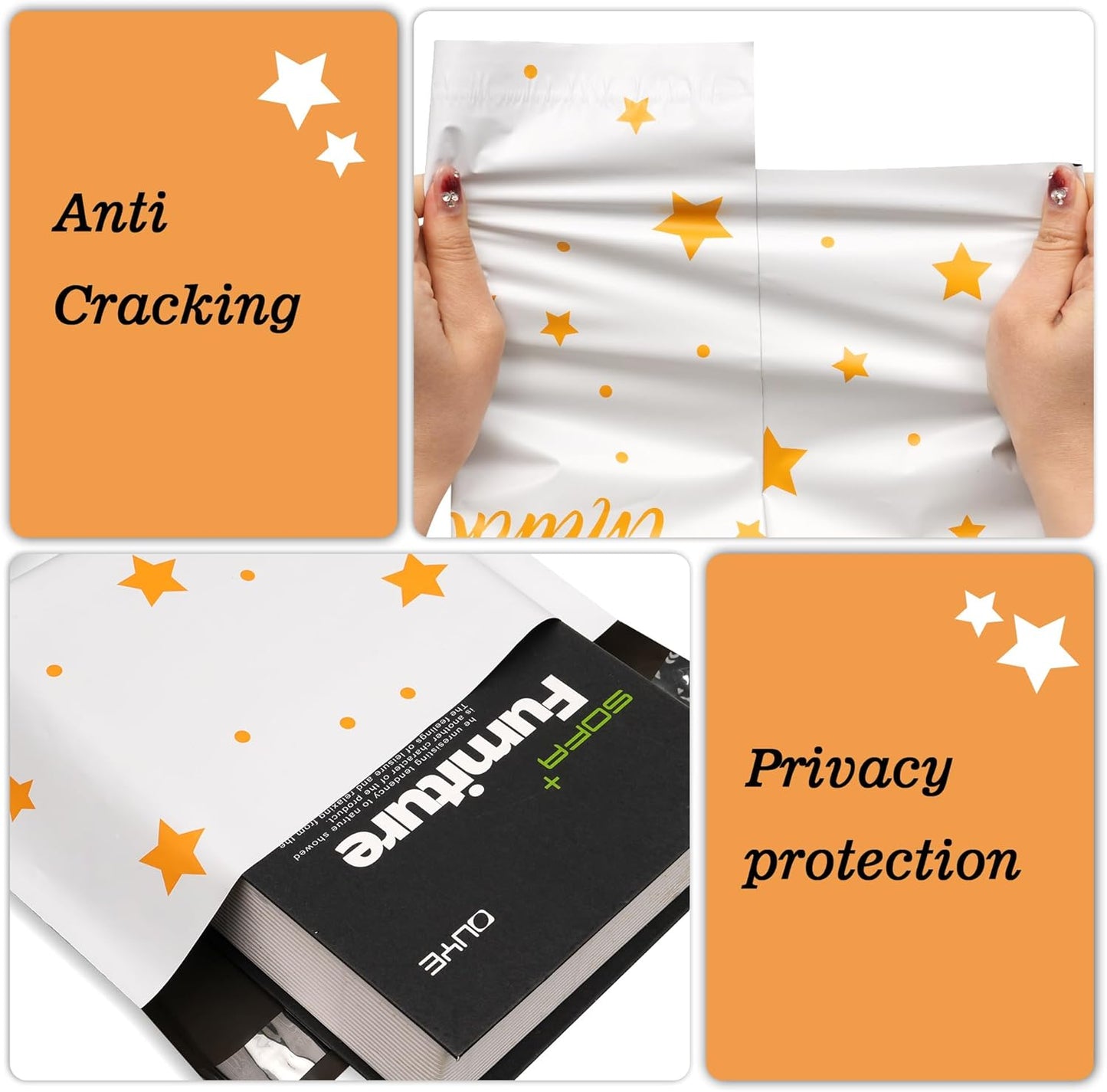 Thank You Poly Mailers 10x13 Inch 100 Pcs - Pentagram printed Shipping Bags, 2.4mil Thickness, Waterproof and Tear Resistant Mailing Envelopes, Self-Sealing Packaging Bags for Small Business