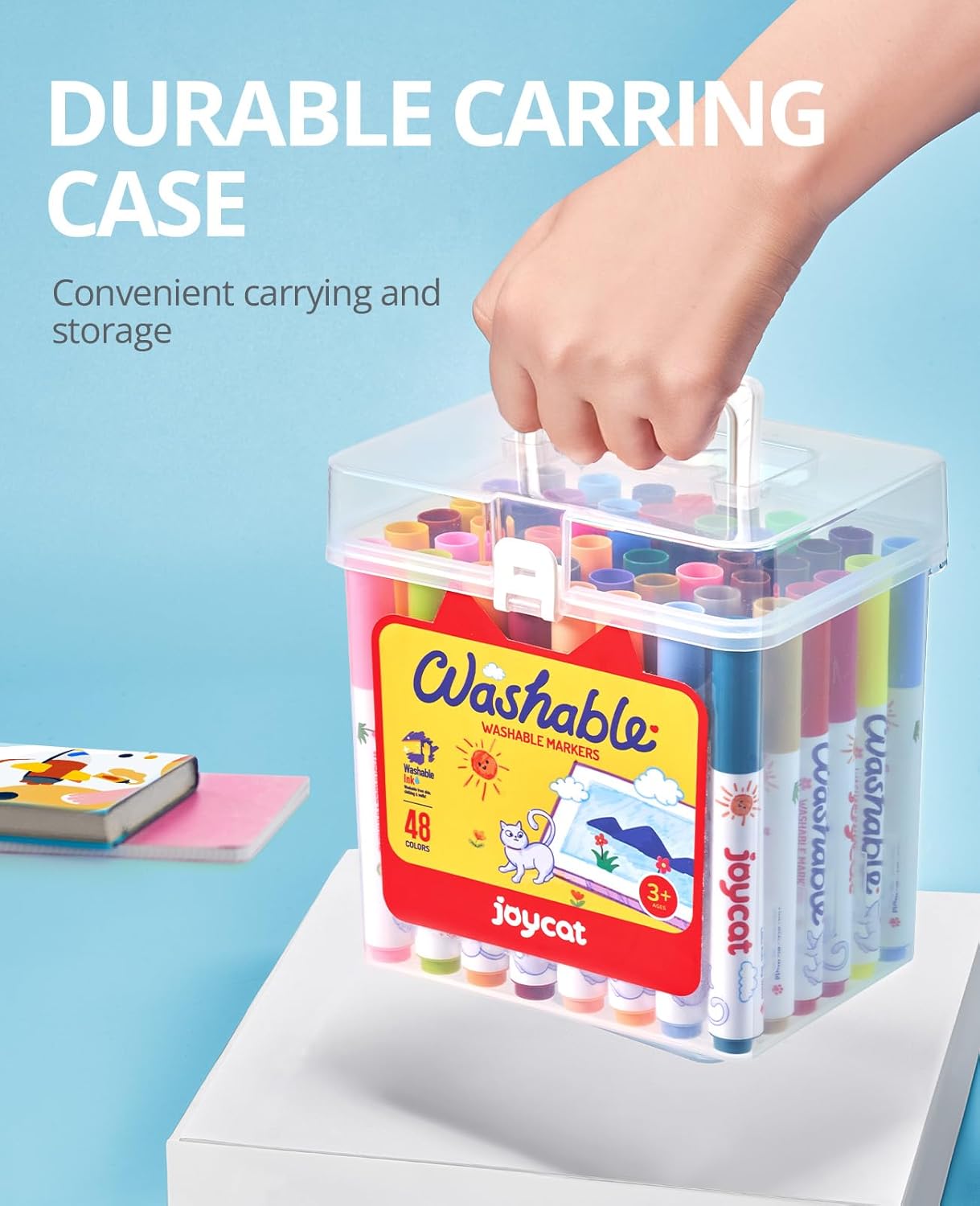 JoyCat 48 Count Washable Markers for Kids, 48 Colors Washable Markers Set with Carrying and Storage Case, Coloring Marker Bulk for Boys Girls, School Classroom Supplies