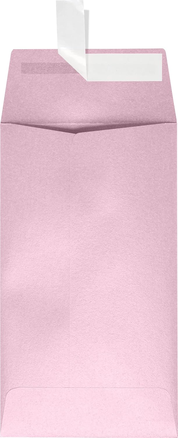 LUXPaper #5 1/2 Coin Envelopes | Peel & Press | 3 1/8" x 5 1/2" | Rose Quartz Metallic | 81lb. Text | 50 Qty