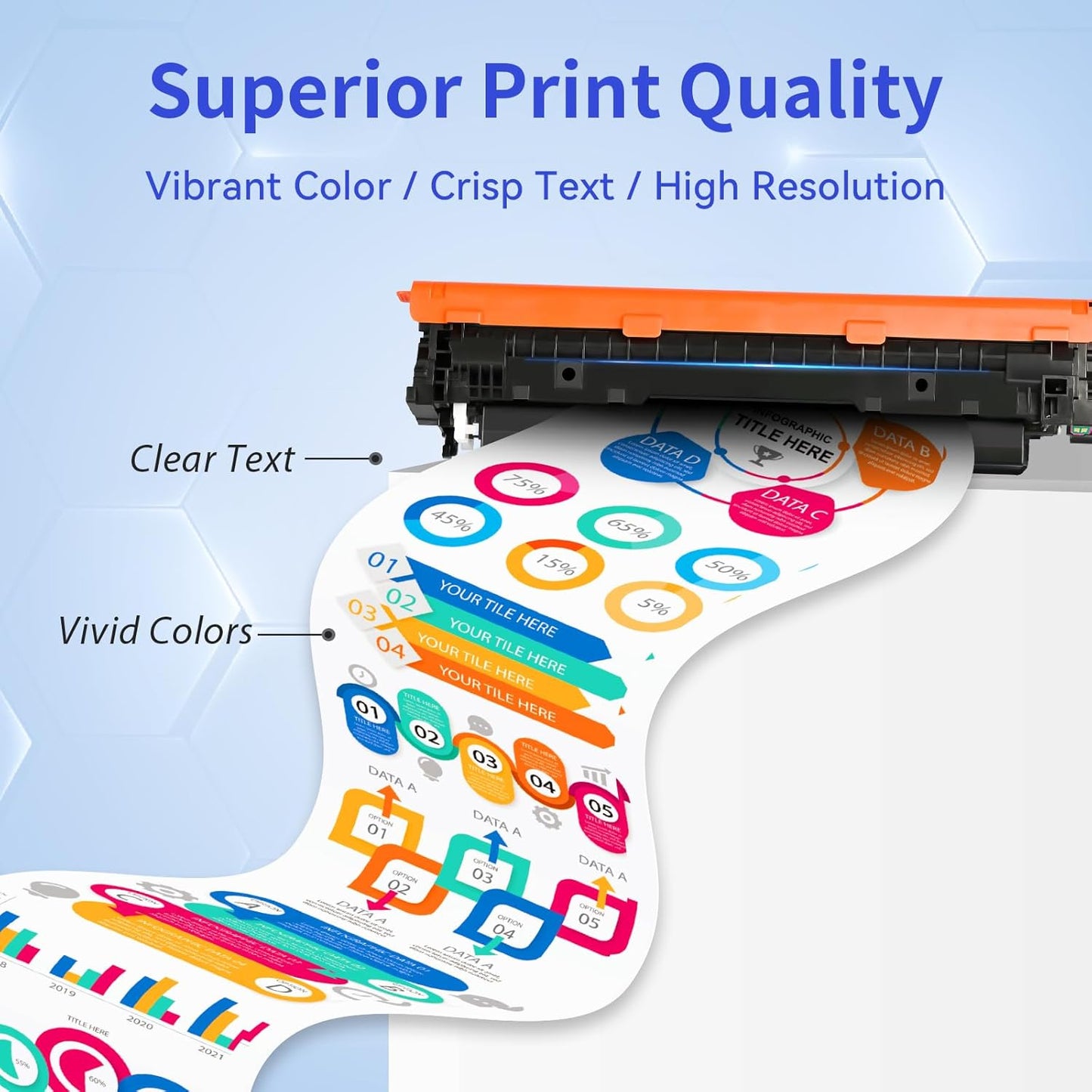 210X Toner Cartridges 4 Pack High Yield (with Chip) Compatible Replacement for HP 210X 210A for Color Laserjet Pro MFP 4301fdw 4301fdn Pro 4201dw 4201dn Series Printer Ink W2100X W2100A (BCMY, 4-Pack)