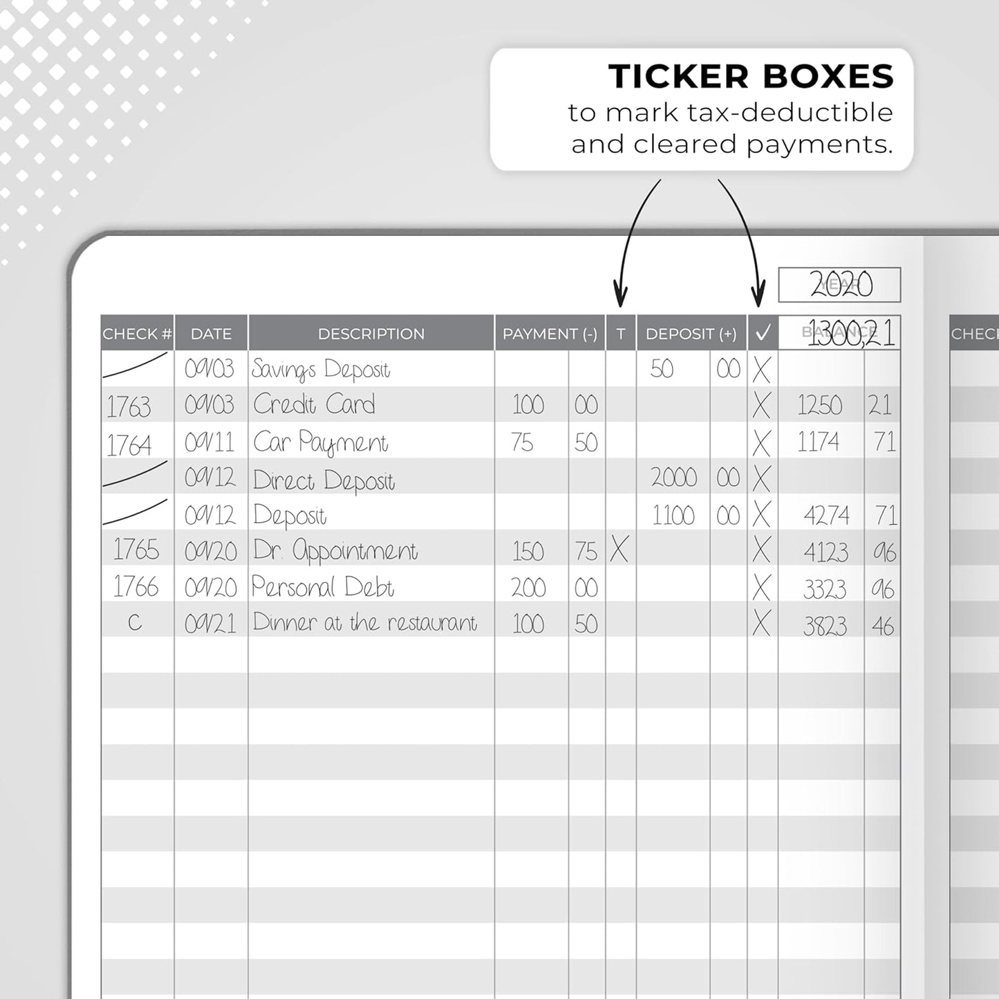 Clever Fox Check Register Book - Deluxe Transaction Register, Accounting Ledger Book, Checkbook Register & Checking Account Register Book for Personal and Work Use, A5 Hardcover - Gray