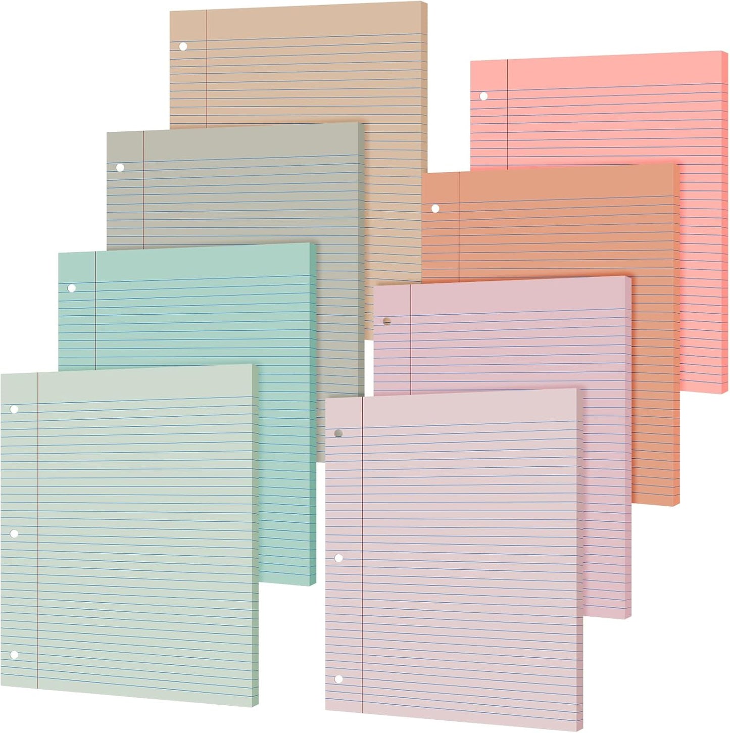 PerKoop 400 Sheets Colored Loose Leaf Paper 8.5" x 11" college ruled Lined 3 Hole Punched notebook Filler Paper for 3 Ring Binders Office School Supplies (Bohemian Color)