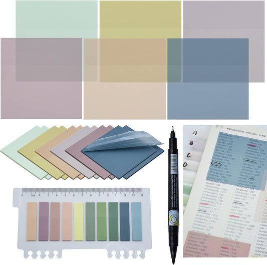 800Pcs Transparent Sticky Notes, 3"x3" Clear Sticky Notes, Waterproof Translucent Sticky Note Pads for Books Annotation, Clear Post it Notes for Bible Study, School, Office（Morandi）