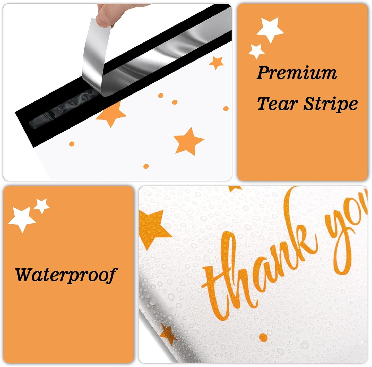 Thank You Poly Mailers 12x15.5 Inch 50 Pcs - Pentagram printed Shipping Bags, 2.4mil Thickness, Waterproof and Tear Resistant Mailing Envelopes, Self-Sealing Packaging Bags for Small Business