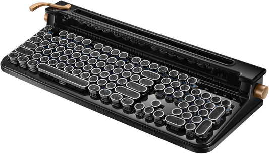 FINEDAY Keyboard 2.0 Plus, 2.4G Wireless & Bluetooth, 104 Keys, Blue Switch, 5000mAh, Retro Mechanical Keyboard for PC/Mac/Phone (English Keycaps)