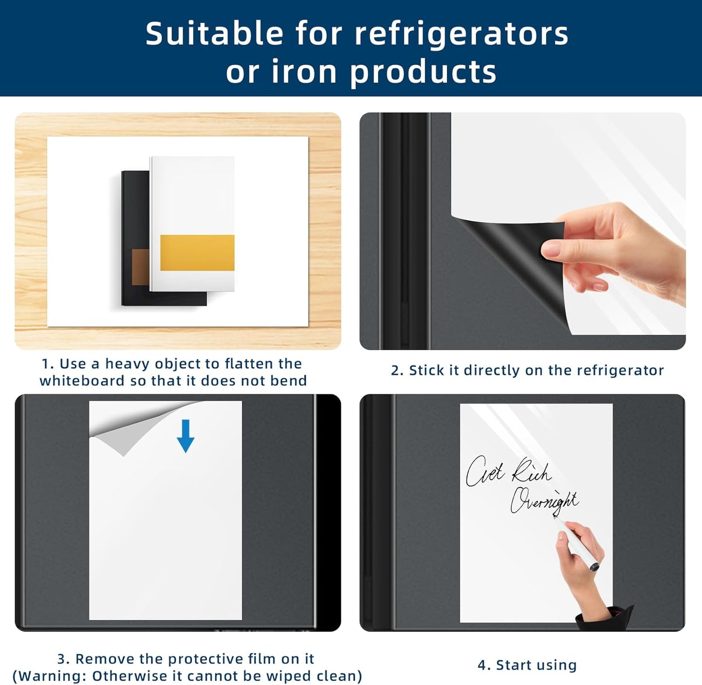Magnetic Dry Erase Whiteboard Paper 18" x 39", Babenoun Fridge White Board on Wall for Organizer and Planner, Kitchen Refrigerator Shopping List with Marker, Magnetic Eraser and Magnets