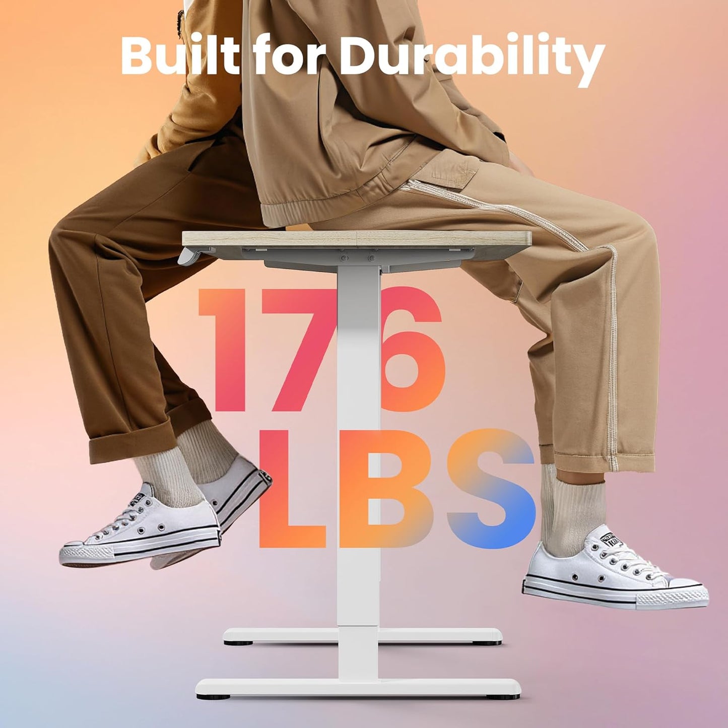 HUANUO 71 x 30 inch Electric Standing Desk Adjustable Height, 4 Memory Height Settings, Sit Stand Up Desk for Home Office & Computer Workstation, LightWalnut