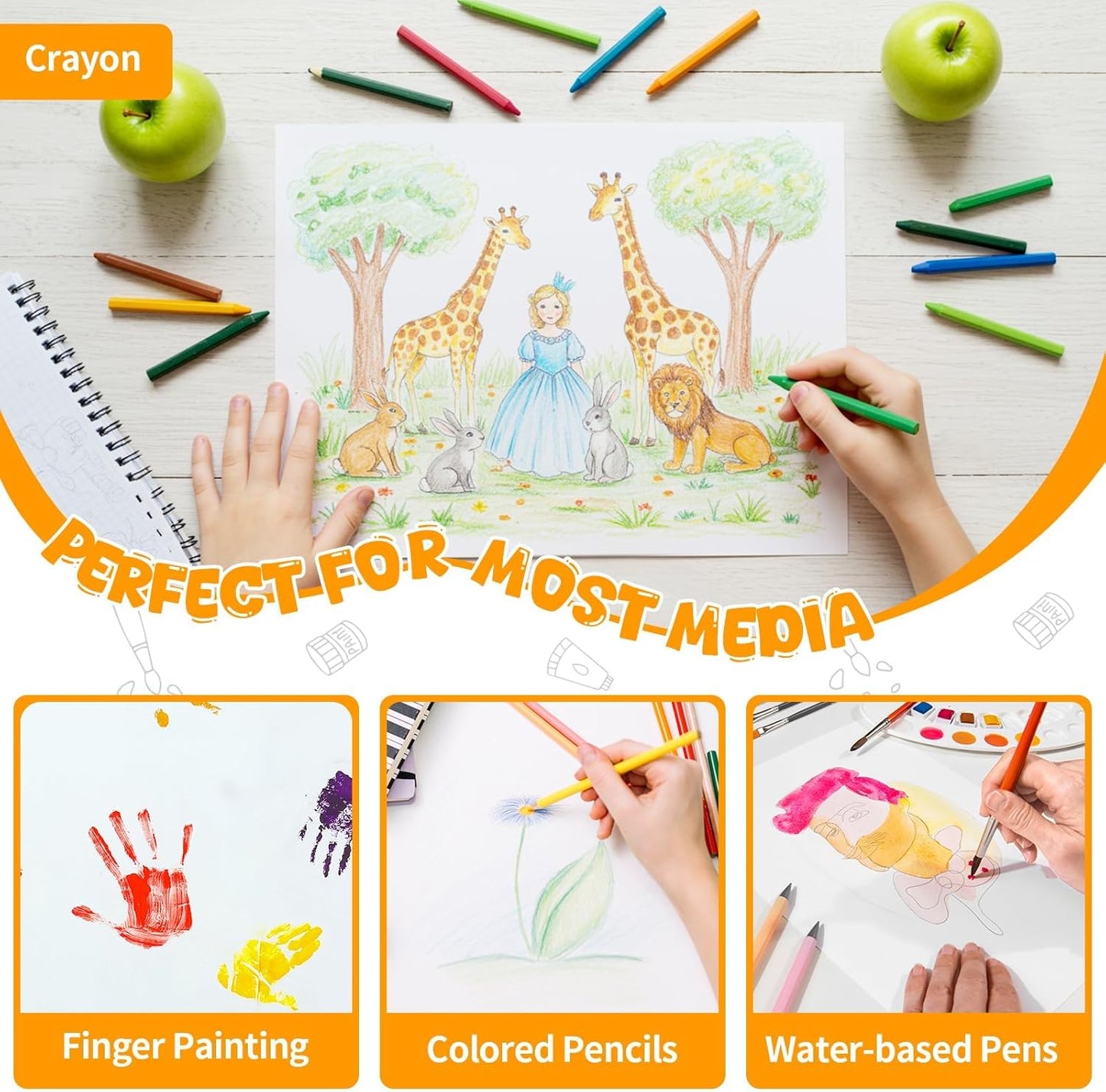 Umriox Drawing Pad for Kids, 9" x 12" Sketch Book, 4-Pack Sketch Pad (50 Sheets Each), 110gsm Acid-Free Drawing Paper, Glue-Bound Art Sketchbook for Kids' Classroom, Travel & School Art Supplies