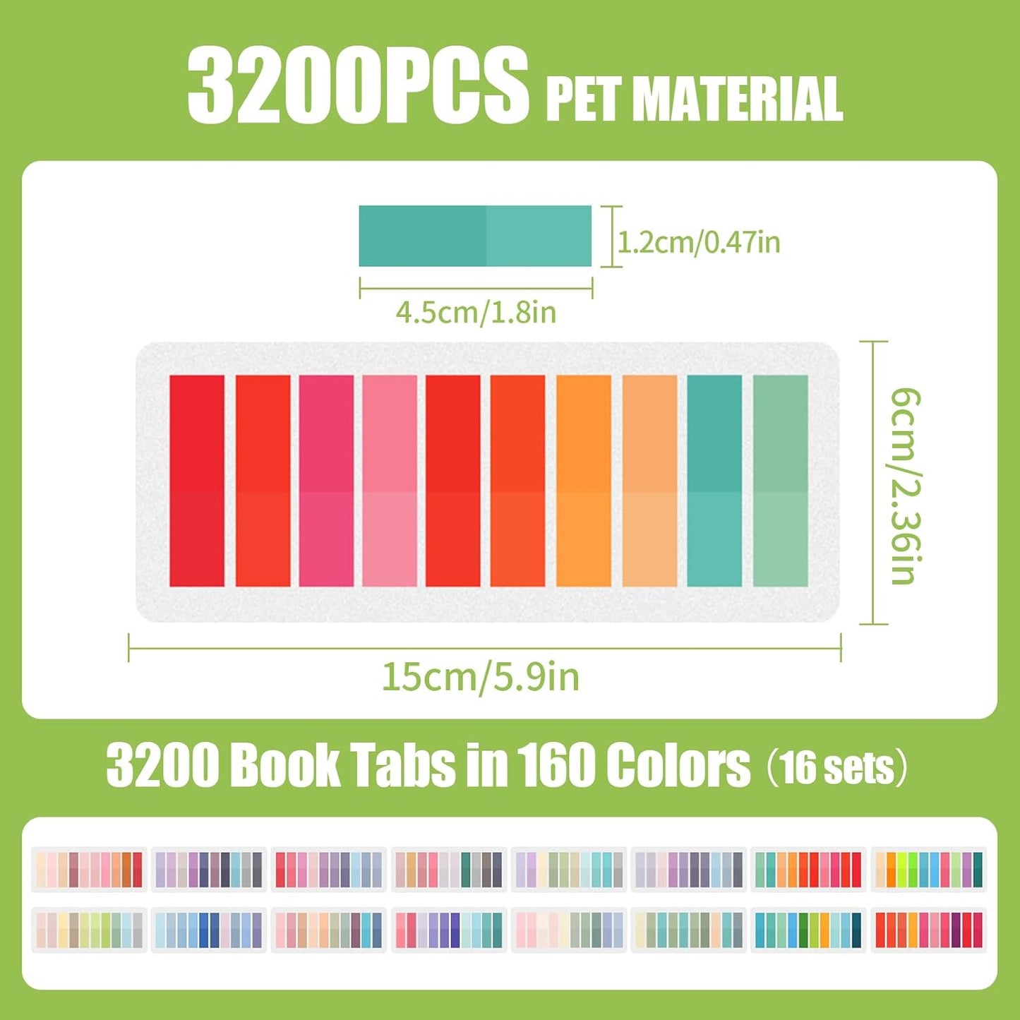 3200pcs Book Tabs for Annotating -Sticky Tabs Clear Sticky Notes Book Annotating Tabs Morandi Page Markers Page Tabs for Notebooks Multi Colored Writable Book Marks for Reading Flags Strip