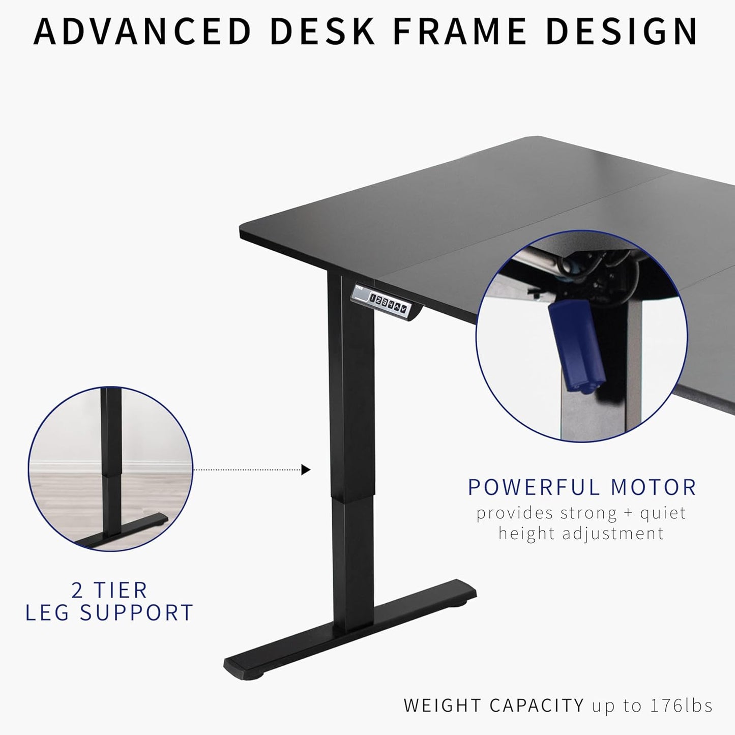 VIVO Electric 71 x 36 in Standing Desk, Memory Height Adjustment, 1B Series, Dark Gray Top Black Frame, DESK-KIT-1B7G-36