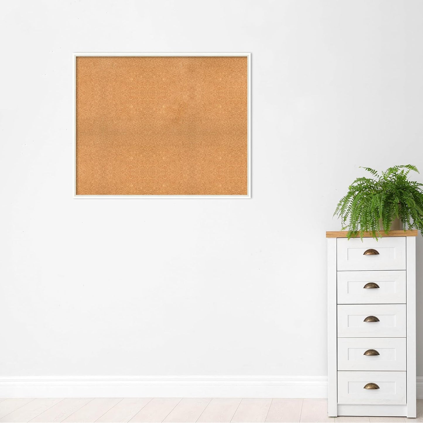 Amanti Art Natural Cork Board for Wall, 35x43 Vision Board with White Frame, Oversize Corkboard Office Decor for Home Organization, Modern Corkboard Pinboard to Display Items for Home Organization in