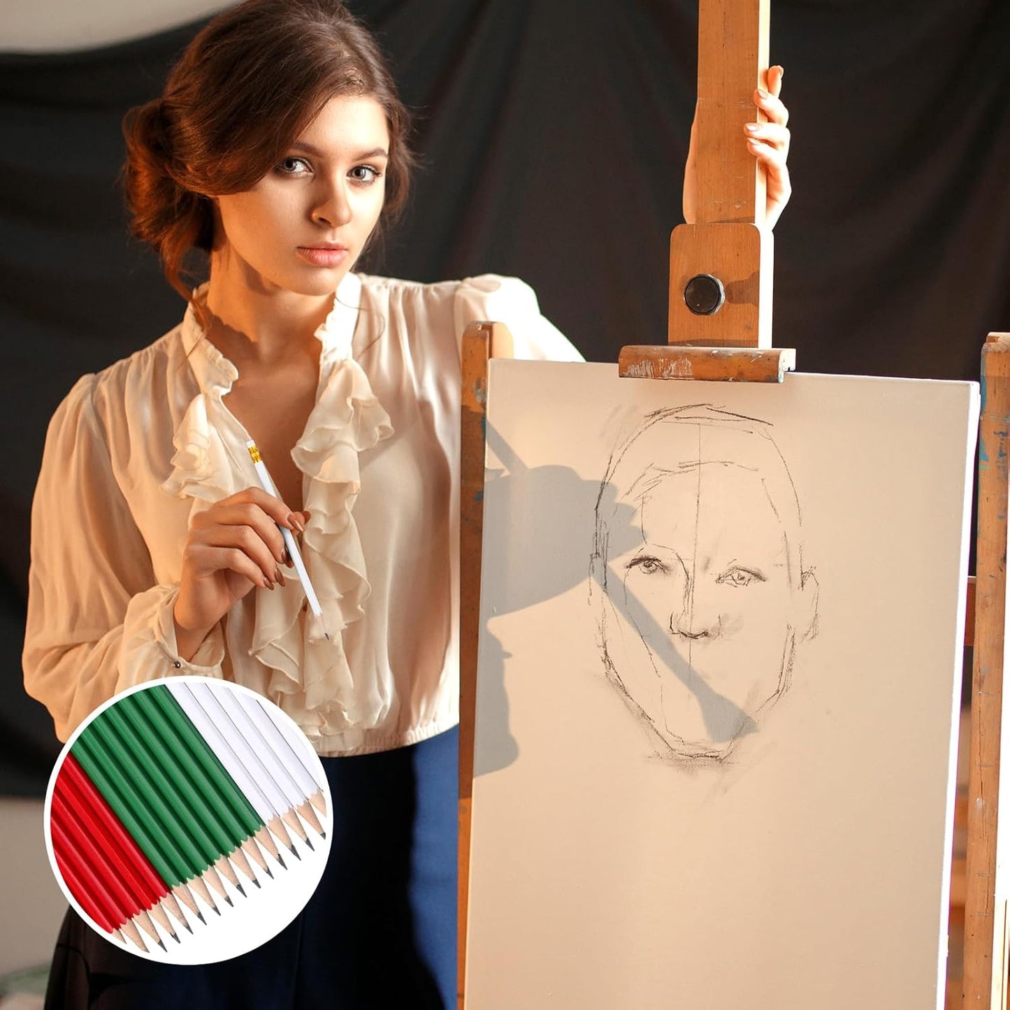 TecUnite 60 Pcs HB Pencils #2 Unsharpened Wood Cased Pencils with Eraser Hexagonal Pencil Cute Graphite No 2 Pen for Adults Gifts Exam School Office Sketching Learning(Red and Green, Gold)