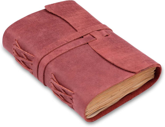 LEATHER VILLAGE Leather Bound Journal - Fuchsia, 8"X6", 220 Pages - Vintage Blank Paper Diary for Writing, Drawing, Sketchbook, and Travel Notebook - Ideal for Women and Men