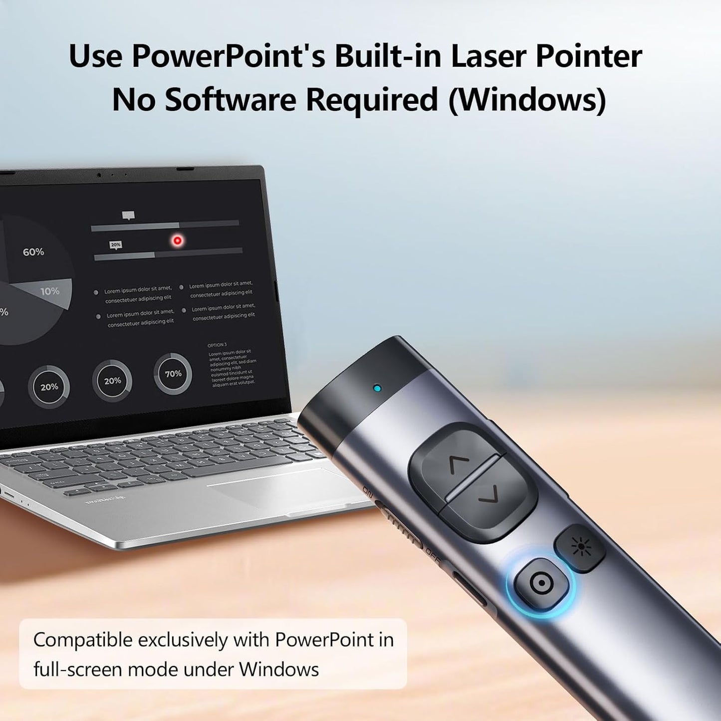 Norwii N97s TV Screen Presentation Clicker for powerpoint presentations, powerpoint clicker, Presentation Remote, Bluetooth Wireless Presenter, Digital Pointer for TV Screen Under Win/Mac