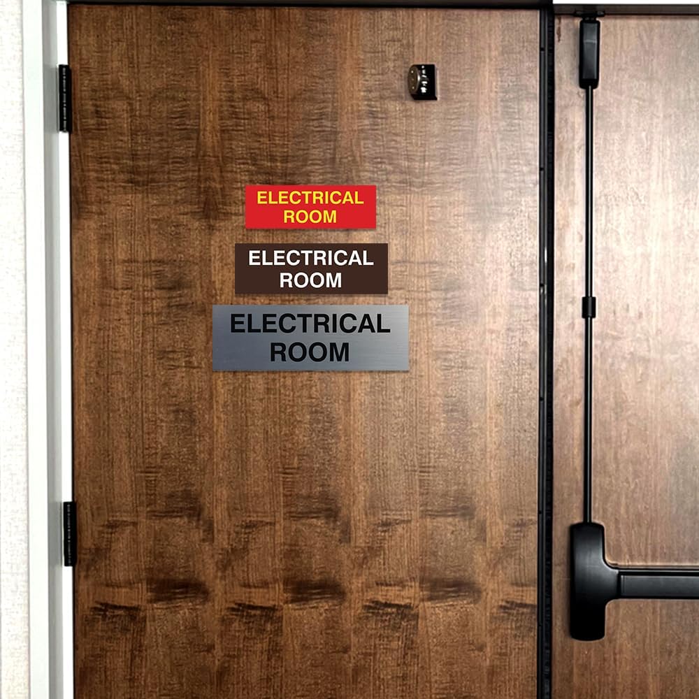 All Quality Basic Electrical Room Door/Wall Sign | Durable Construction | Building Safety - Black/Gold - Large (1 Pack)