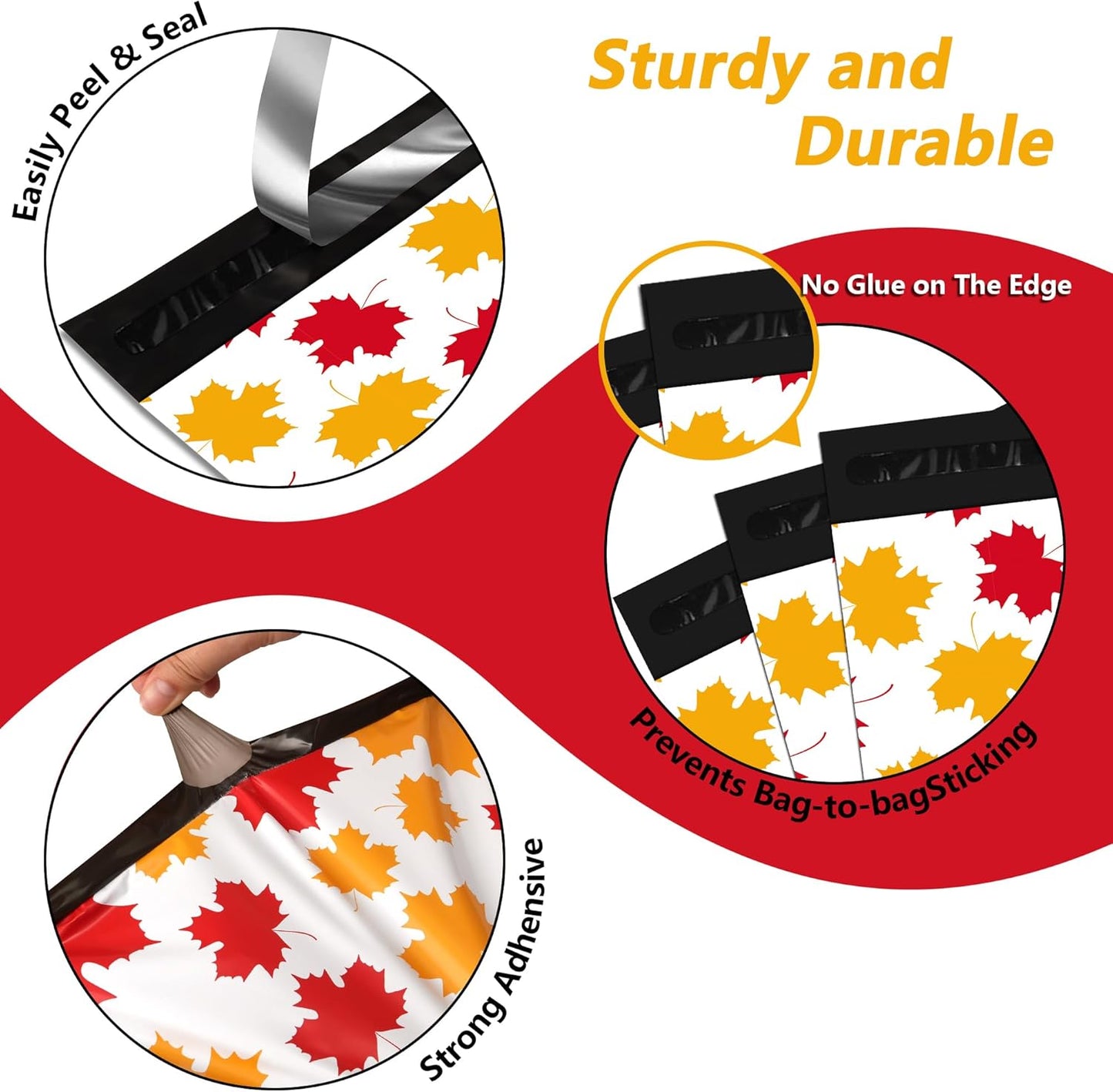 Poly Mailers 14.5x19 Inch 50 Pcs - Maple Leaf printed Shipping Bags, 2.4mil Thickness, Waterproof and Tear Resistant Mailing Envelopes, Self-Sealing Packaging Bags for Small Business