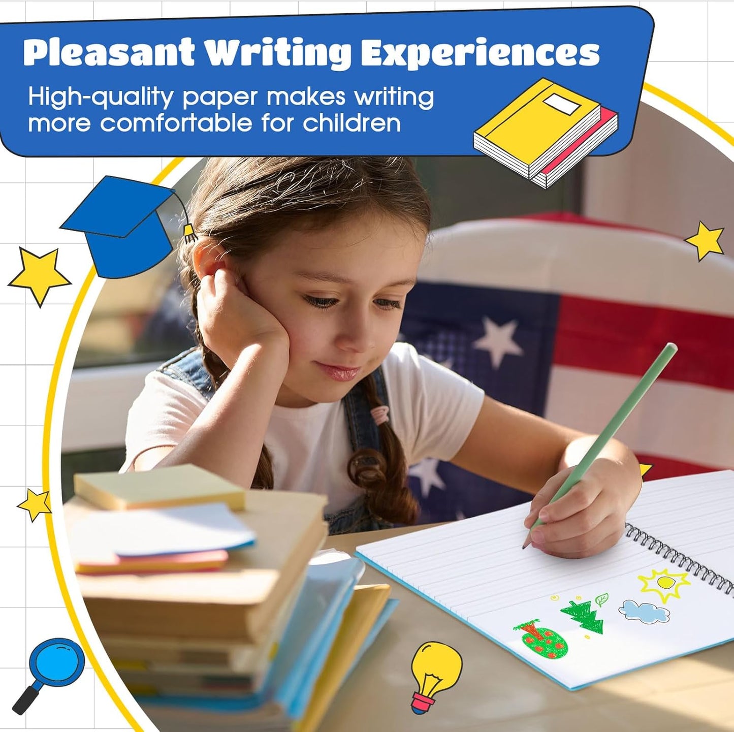 Henoyso 20 Pcs 100/50 Sheets Primary Composition Notebook K-2 Bulk Spiral Primary Journal Drawing Handwriting Practice for Kids Kindergarten 1st 2nd Back to School Supplies (Bright Color,50 Sheets)