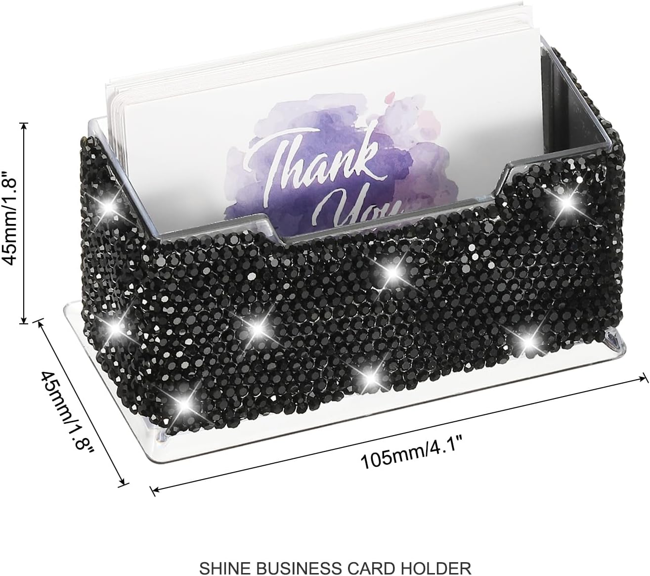 PATIKIL Rhinestone Business Card Holder, Crystal Business Card Holders Bling Business Card Organizer Display Stand for Desktop Desk Office Exhibition, Black