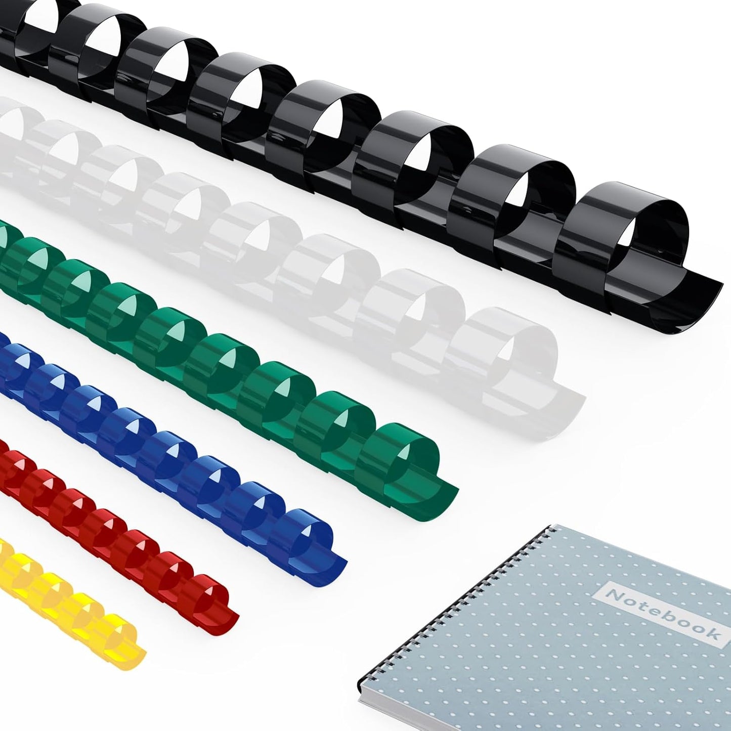 MAKEASY 150 Pack Multi-Size Multi-Color 19-Ring Comb Binding Spines for LTR, 1/4", 5/16", 3/8", 1/2", 5/8", 3/4", Pack of 150