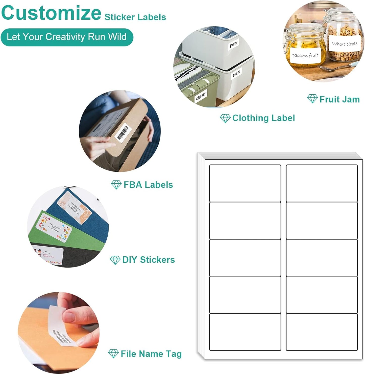 MFLABEL 2x4 Shipping Labels - 500 Adhesive Address Labels for Laser/Inkjet Printer, 50 Sheets FBA Labels, 10-UP Matte White Stickers for Packages, Mail, FBA & Shipping Boxes